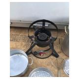Large Propane Cooker Stand with Large Pot, Pans & More
