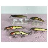 Lot of 5 Wooden Creek Chub Pikie Fishing Lures