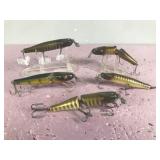 Lot of 5 Wooden Creek Chub Pikie Fishing Lures