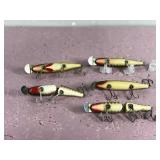 Lot of 5 Wooden Creek Chub Pikie Fishing Lures