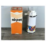 Vintage Airpot Coffee Pot Dispenser with Bird Design and Original Box