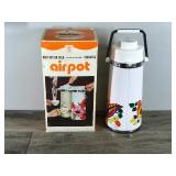 Vintage Airpot Coffee Pot Dispenser with Bird Design and Original Box