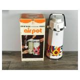 Vintage Airpot Coffee Pot Dispenser with Bird Design and Original Box