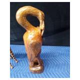 Hand carved wood Heron and paper mache giraffe