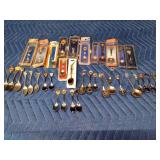 Collector spoons including solid brass and pewter spoons