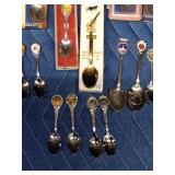 Collector spoons including solid brass and pewter spoons