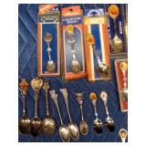 Collector spoons including solid brass and pewter spoons