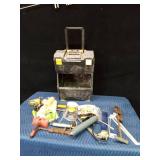 Toolbox on wheels with tools