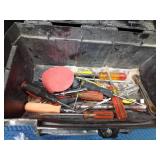 Toolbox on wheels with tools