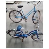 1977 Schwinn Bantum Stingray Muscle Bike with chrome fenders and 1976 Schwinn Breeze Bike with rear baskets