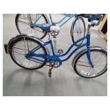 1977 Schwinn Bantum Stingray Muscle Bike with chrome fenders and 1976 Schwinn Breeze Bike with rear baskets