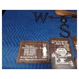Metal wall weathervane decor and 4 wood signs