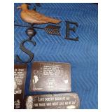 Metal wall weathervane decor and 4 wood signs