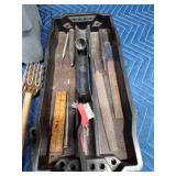 Stack-on toolbox full of vintage tools