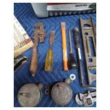 Stack-on toolbox full of vintage tools
