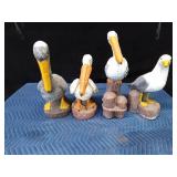 4 Cement bird lawn ornaments