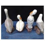4 Cement bird lawn ornaments