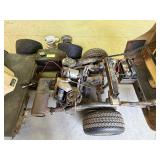 AMF Harley Davidson golf cart with a vise on back mounted board