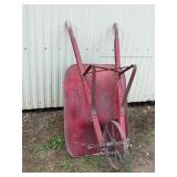 Wheel Barrow with Vintage Metal Wagon Wheel