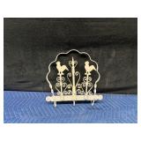 3 Hook Metal Rack for Hanging Hats / Jackets / Utensils - Has Roosters at the Top