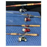 Lot of 4 Fishing Rods and reels - See description for more info