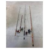 Lot of 4 Fishing Rods and reels - See description for more info