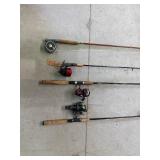 Lot of 4 Fishing Rods and Reels - One is a Fly Rod and reel - see description for more info