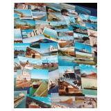 100 Vintage postcards cargo ships and other ships (some with stamps on them)