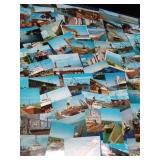 100 Vintage postcards cargo ships and other ships (some with stamps on them)