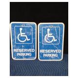 2 Metal Reserved parking handicap signs