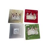 Winter Holiday Decor Snowman, Bell, Appetizer Plates & Porcelain Holiday DecorVictoria Station Holiday Ceramic Decor Lot
