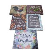 Mixed Home Décor, Kitchen & Plush Toy Lot – Wall Signs, Salt & Pepper Set, Penguin & Snake Plush
