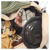 Camping Set, Pots, Pans, Coffee Maker, Soap, Towels