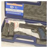 Colt 1911 Cometition, 45ACP, Blued, Blue Grips, 3 Mags in Case