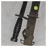 Original WWII MI Carbine Leather Bayonet & Sheath