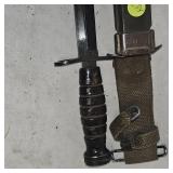 Original WWII MI Carbine Leather Bayonet & Sheath