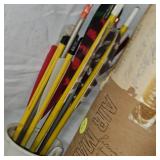 Large Lot of Arrows and Fletching Tool, accessories