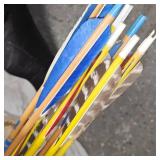 Large Lot of Arrows and Fletching Tool, accessories