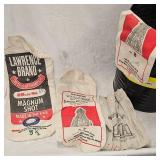 Lot of 8 empty Leadshot Bags and IMR 20lb Drum