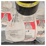 Lot of 8 empty Leadshot Bags and IMR 20lb Drum