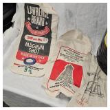 Lot of 8 empty Leadshot Bags and IMR 20lb Drum