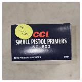 CCI #500 Small Pistol Primers, Qty 1000