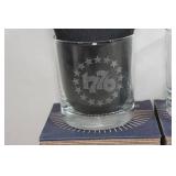 Set of 3 Lucky Shot Etched Whiskey Glasses - 1776