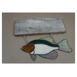Vintage Stained Glass Gone Fishing Wall Art