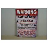 Vintage Style Metal Sign - Warning Baiting Deer
