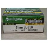 20 Remington Ultimate Defense 9mm 124 Gr BJ HP Ammo