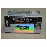 20 Sig Sauer 9mm 124 Gr V-Crown JHP Ammo