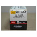 55 Rounds .357 Mag Ammo - 30 Blazer 158 Gr JHP, 25 Am Eagle 158 JSP, 5 Rounds .38 Spl