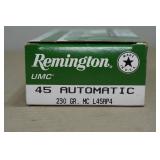 50 Remington UMC .45 Auto 230 Gr MC Ammo