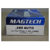 50 Magtech .380 Auto 95 Gr JHP Ammo